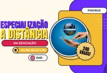 A Fundação Oswaldo Cruz - Fiocruz abre inscrições para Pós-Graduação e Especialização EAD gratuita na área da Educação; 240 vagas
