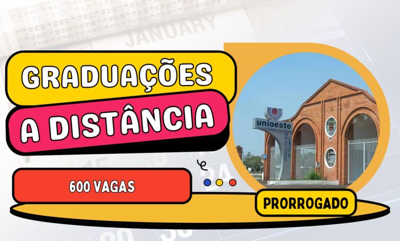 A UNIOESTE - Universidade Estadual do Oeste do Paraná PRORROGA as inscrições para Cursos e Graduações EAD Gratuitas com 600 vagas!