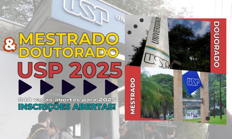 Universidade de São Paulo - USP abre inscrições para 19 Programas de Mestrado e Doutorado com 840 vagas para 2025! Inscreva-se!