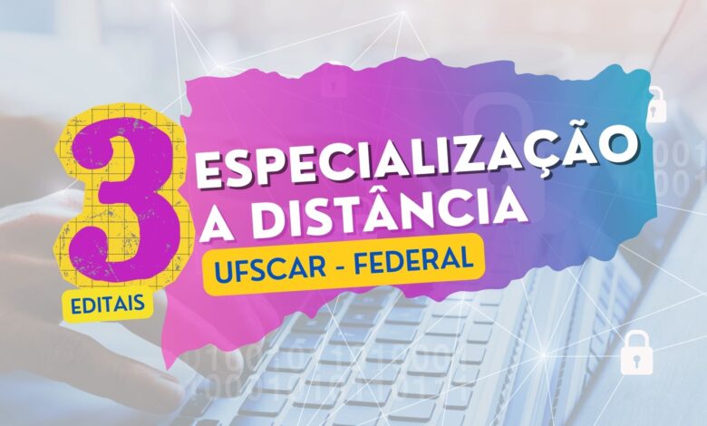A Universidade Federal de São Carlos - UFSCAR abre 3 Editais para Cursos de Pós-Graduação 100% EAD Gratuitas na área de Educação e Gestão.