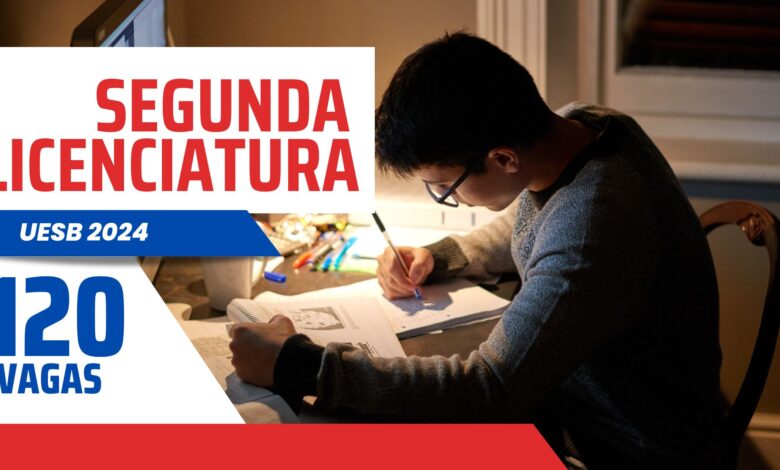 A Universidade Estadual do Sudoeste da Bahia - UESB recebe inscrições para 2 Segundas Licenciaturas Gratuitas com 120 vagas em 2024.