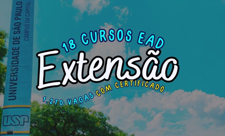 Confira 18 cursos de extensão 10% EAD USP para você se inscrever em AGOSTO: 1270 vagas ABERTAS e certificados gratuitos.