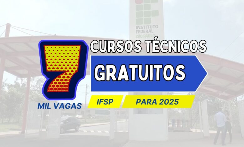 IFSP abre inscrições para 7 mil vagas em Cursos Técnicos Presenciais e EAD para 2025 em mais de 30 cidades do Estado! Confira e inscreva-se!