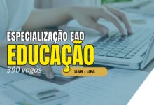 A Universidade Estadual do Amazonas - UEA abre inscrições para 2 Cursos de Especialização EAD na Educação com 390 vagas em 2024.