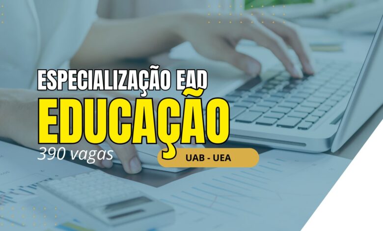 A Universidade Estadual do Amazonas - UEA abre inscrições para 2 Cursos de Especialização EAD na Educação com 390 vagas em 2024.