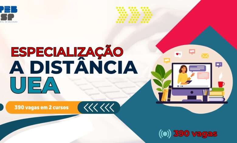 A Universidade Estadual do Amazonas - UEA divulga novos prazos de inscrições para 2 Cursos de Especialização EAD com 390 vagas em 2024.
