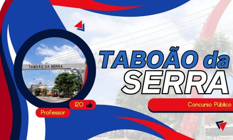 Prefeitura de Taboão da Serra - SP abre inscrições para Concurso Público na área da Educação com vagas para Professores.