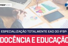 Hoje (21), o IFSP encerra as inscrições para a Especialização em Docência, totalmente EAD. Não perca essa oportunidade!