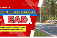 UFSCar publica 2 Editais de Cursos de Especialização EAD Gratuitos na Educação com Inscrições abertas por apenas 2 dias! Confira agora!