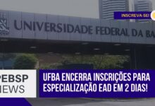 A UFBA encerra inscrições nos próximos 2 dias para 6 Cursos de Especialização Gratuitos e oferecidos na modalidade EAD! São 900 vagas!