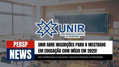 Inscrições abertas para o Mestrado em Educação da UNIR com 22 vagas disponíveis até 9/11/2024 para o ano de 2025. Confira agora!