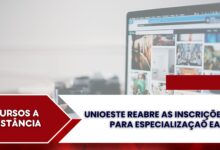 UNIOESTE REABRE inscrições para Especialização EAD em Educação Infantil, Leitura & Literatura, Educação Fiscal. Inscrições até 20/10.