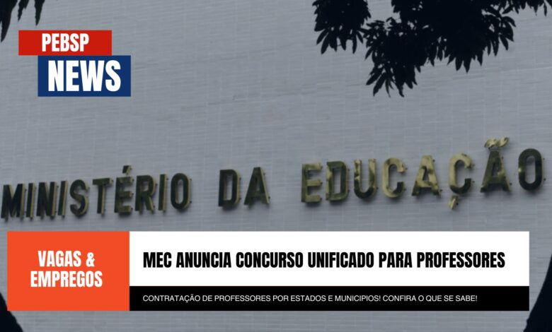 Ministério da Educação - MEC anuncia Concurso Unificado para a Contratação de Professores em todo o Brasil! Confira o que se sabe até agora!
