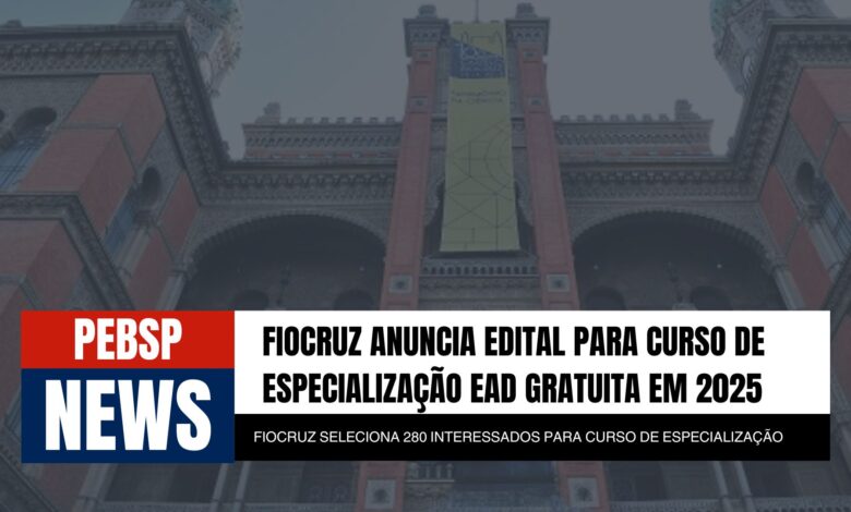 Especialização EAD da Fiocruz em Saúde e Educação. Inscrições até 20/12. Transforme sua carreira e a saúde pública. Inscreva-se já!