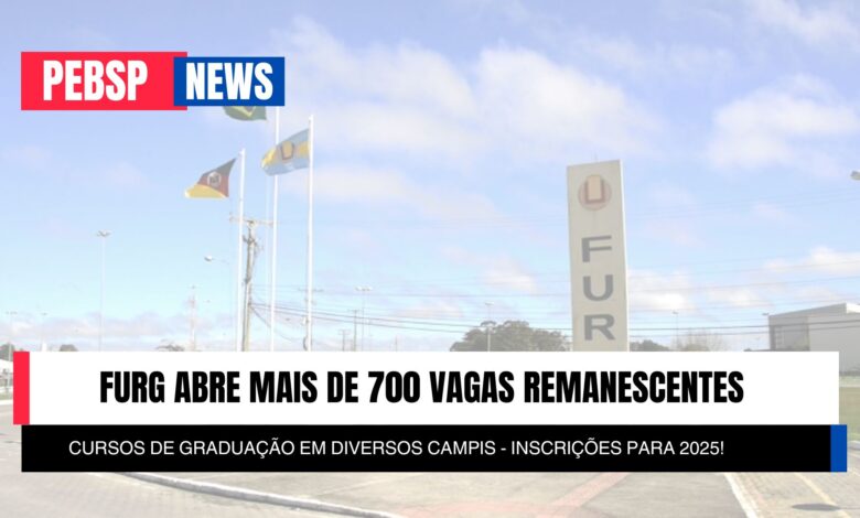 Garanta sua vaga na FURG! Mais de 700 vagas complementares disponíveis em diversos cursos de graduação. Confira detalhes e inscreva-se!