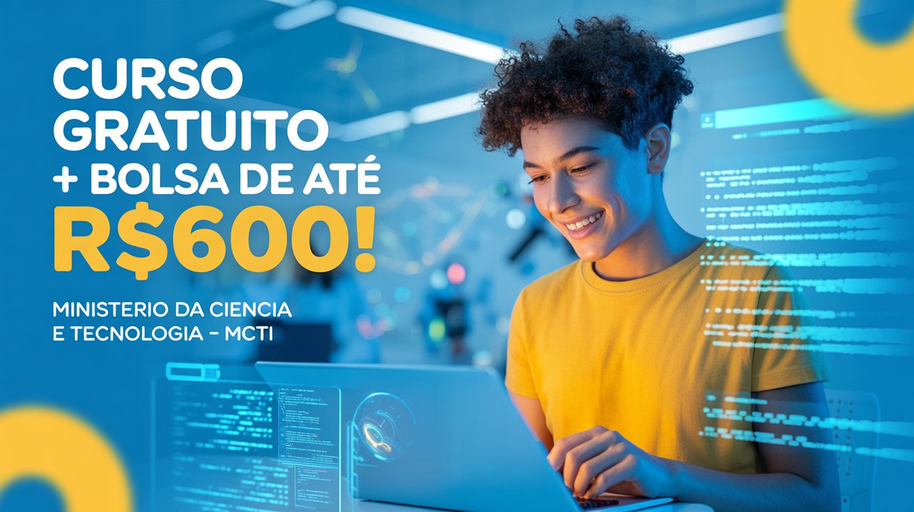 Curso gratuito do Ministério da Ciência abre 10 mil vagas em Curso de Programação. Ganhe até R$600/mês de bolsa! Inscreva-se até 30 de maio!