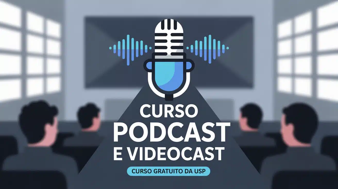 Curso USP: produção de podcast e videocast gratuito na EACH - USP. Aulas práticas na modalidade presencial. Inscreva-se até 5 de maio!