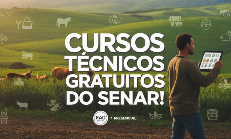 SENAR oferece 3.315 vagas em cursos técnicos gratuitos e EAD! Inscrições até 23/06. Veja como garantir sua vaga em 6 áreas diferentes!