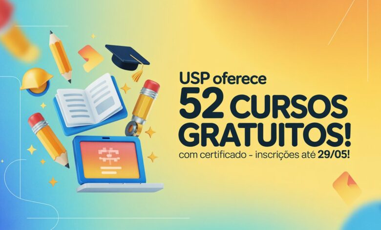 A USP lançou 52 cursos gratuitos com certificado para professores! Inscreva-se até 29/05 e garanta sua vaga na formação de julho de 2025.