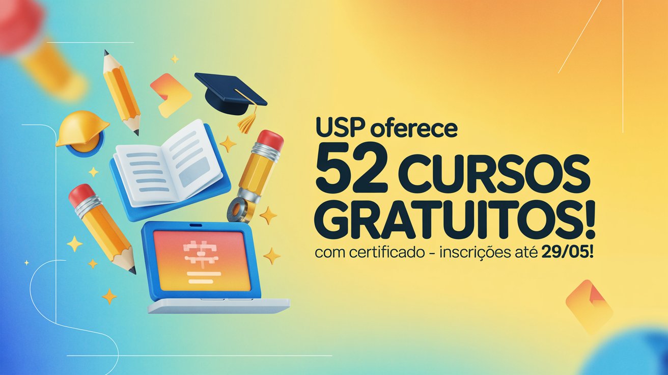 A USP lançou 52 cursos gratuitos com certificado para professores! Inscreva-se até 29/05 e garanta sua vaga na formação de julho de 2025.