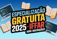 IFFar abre inscrições para Especialização gratuita em diversas áreas. Modalidades presencial e EAD. Inscreva-se até 30 de maio de 2025!