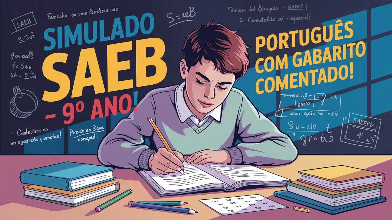 Prepare-se para o SAEB com esse simulado completo de Português para o 9º ano! Questões comentadas, descritores e gabarito gratuito!