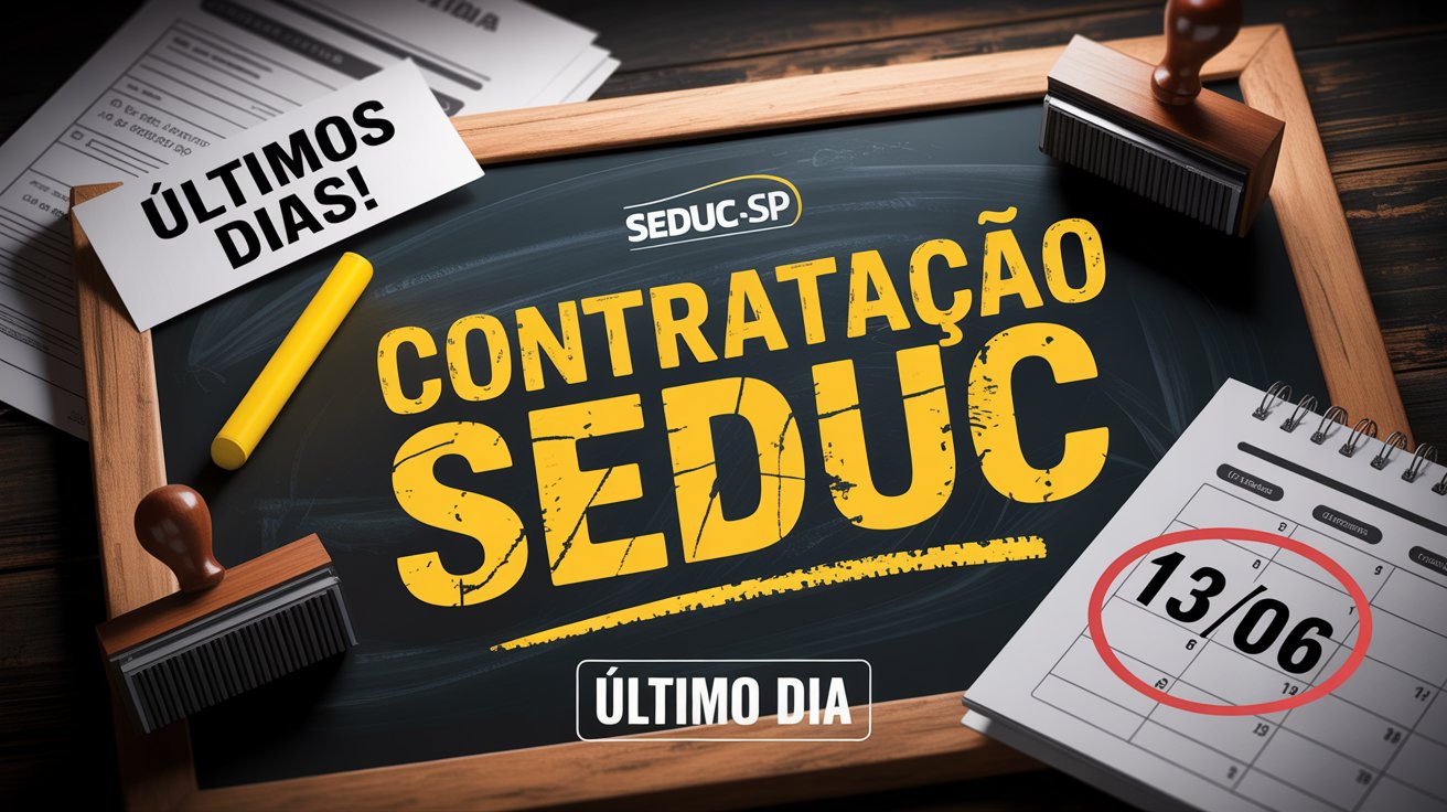 Último dia! SEDUC-SP encerra hoje, 13/06, as inscrições para professores temporários com salários de até R$ 5.500. Inscreva-se já!