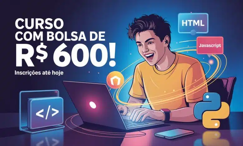Último dia! Curso de programação com bolsa de até R$ 600/mês encerra inscrições hoje às 23h59. Participe do Bolsa Futuro Digital!