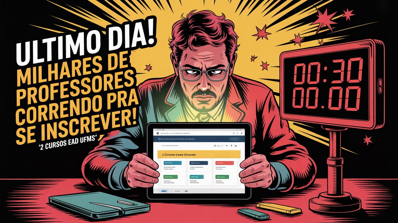 Último dia! A UFMS oferece 1000 vagas em cursos EAD gratuitos para professores. Inscrições só até hoje (22/06). Garanta sua vaga agora!