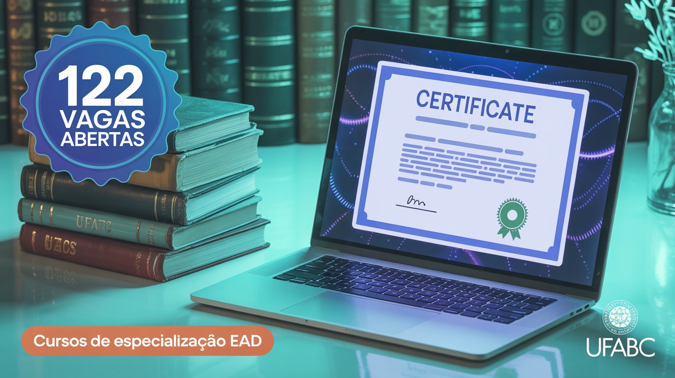 UFABC está com 122 vagas abertas em cursos gratuitos de especialização EAD. Inscreva-se até 27 de junho e comece sua pós em agosto!