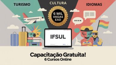 IFSul abre 6 mil vagas em cursos gratuitos EAD nas áreas de turismo, cultura e idiomas. Inscreva-se até 22 de junho de 2025!