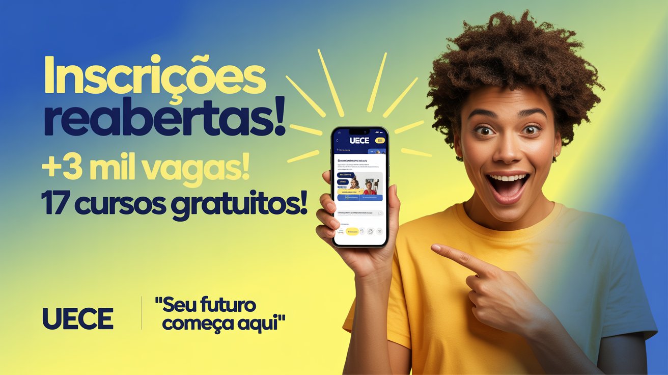 Inscrições reabertas para Especialização EAD na UECE. São mais de 3.000 vagas em 17 cursos EaD. Veja como participar e garanta a sua vaga!