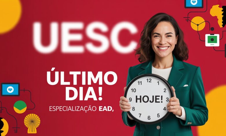Último dia para se inscrever na Especialização EaD gratuita da UESC! São 300 vagas em áreas essenciais como tecnologia e cultura afro.