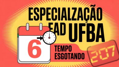 UFBA prorroga inscrições até 6/6 para 3 Cursos de Especialização EAD gratuitos: Direitos Humanos, Produção Textual e Educação Digital.