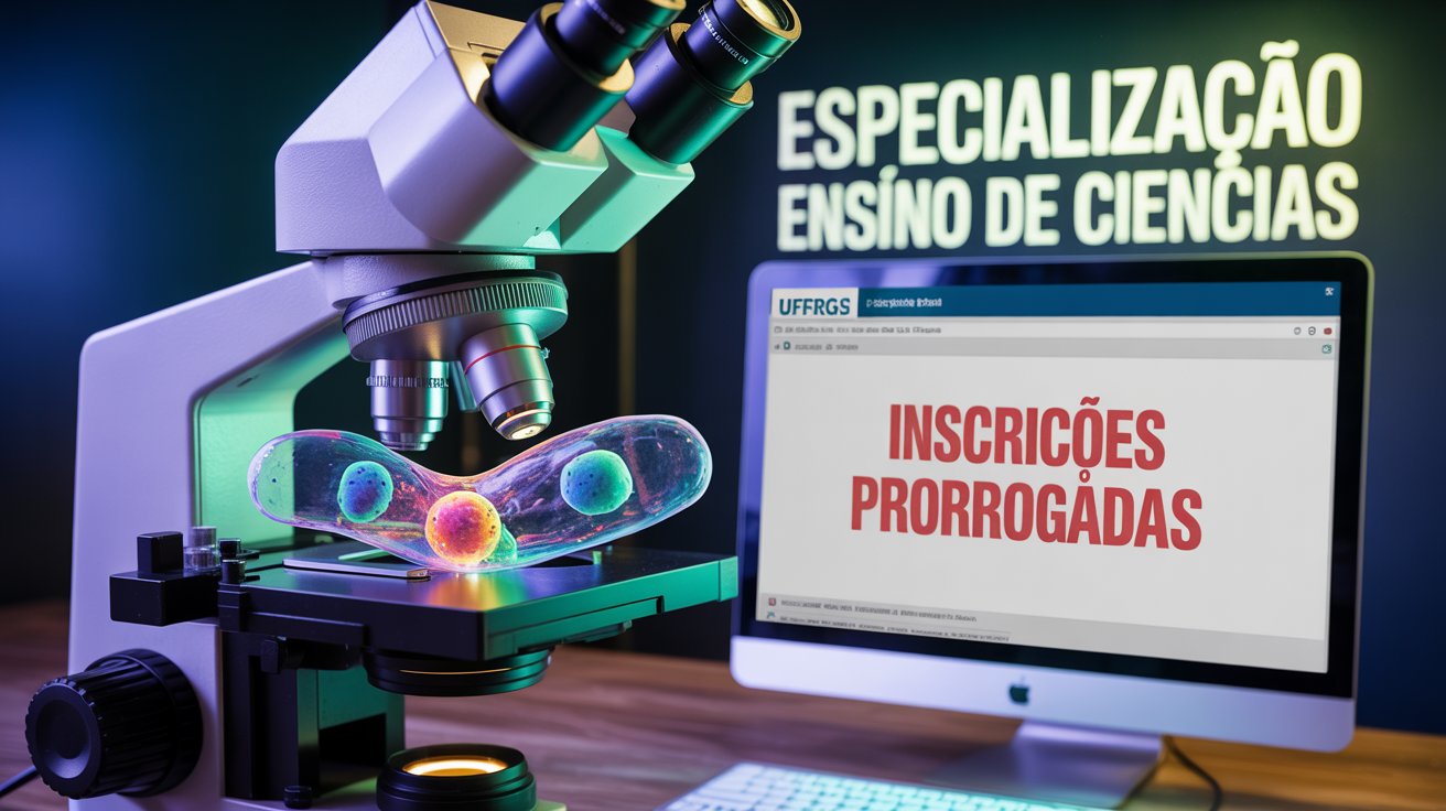 UFRGS abre vagas em Especialização EAD gratuita para professores de Ciências. Inscrições até 22/06. Curso com 480h e encontros presenciais.