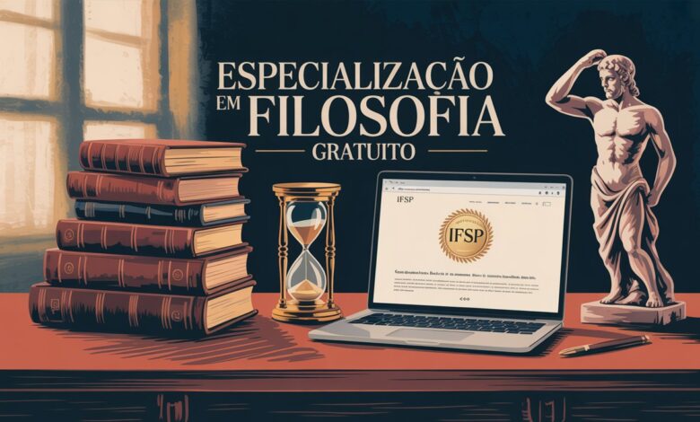 IFSP oferece Especialização gratuita em Filosofia com 448h para educadores da rede pública. Aulas noturnas e aos sábados. Inscreva-se já!