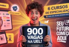 Urgente! 6 cursos e Especializações EAD da UEL prorrogados! Pós-graduação EAD de alto nível. Prazo final: 7 de julho. Acesse o edital!