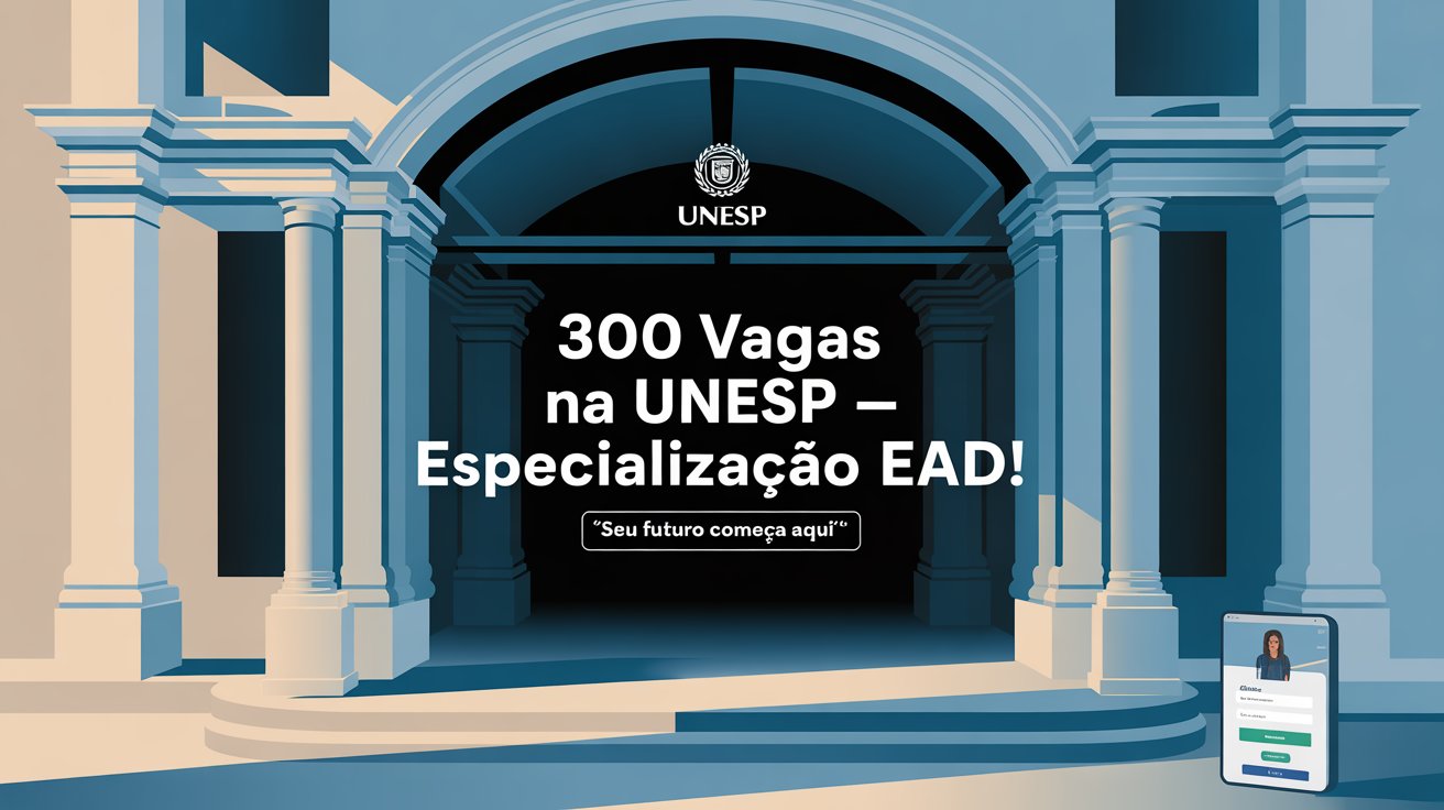 Quer uma especialização gratuita na UNESP? Inscrições abertas para 300 vagas em Especializações EaD. Não perca o prazo final!