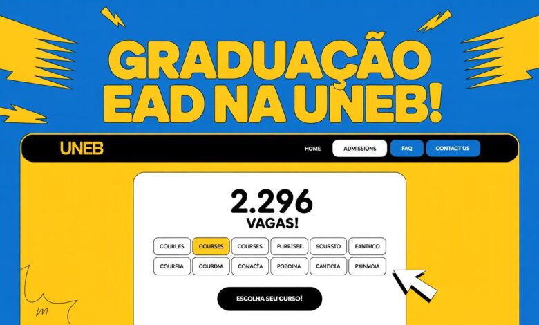 A UNEB abriu mais de 2.200 vagas para cursos de Graduação EAD! Ingresse com seu histórico escolar. Inscrições de 30/06 a 03/07.