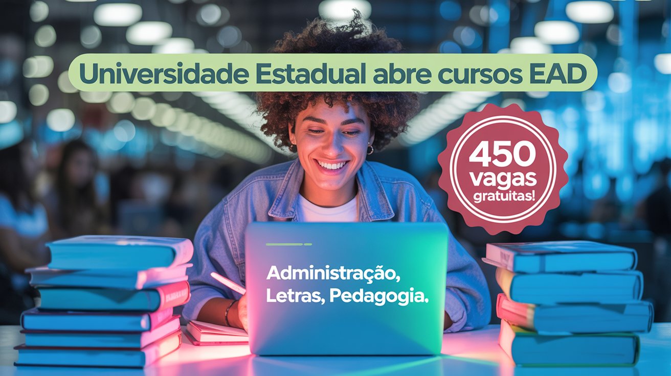 Universidade Estadual tem 450 vagas em cursos gratuitos de Graduação EAD. Sem vestibular, seleção por histórico escolar.