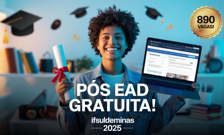 IFSULDEMINAS oferece 890 vagas em 5 Especializações EAD gratuitas! Inscrições abertas até 19 de junho no Instituto Federal! Confira