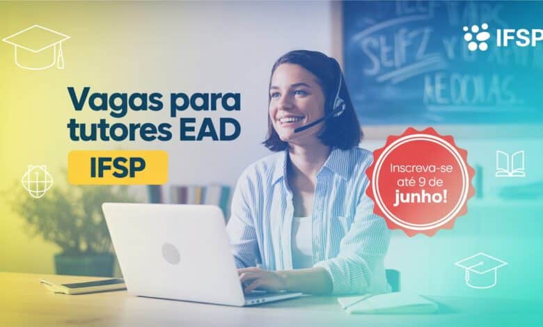 IFSP abre seleção para tutores EAD para Curso de Especialização da UAB com remuneração de R$ 1.100 mensais. Inscreva-se até 9 de junho!