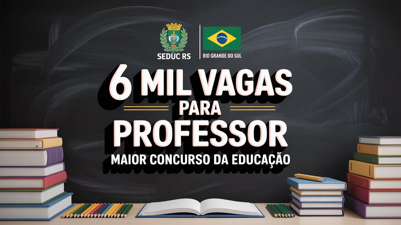 O concurso SEDUC RS 2025 está aberto! São 6.000 vagas para professor em diversas áreas. Inscrições de 02/07 a 04/08. Saiba tudo!