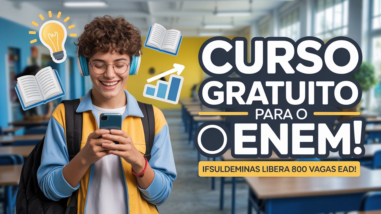 Garanta sua vaga no curso gratuito Preparatório para o ENEM do IFSULDEMINAS. São 800 vagas online! Inscrições abertas de 07 a 20 de julho.