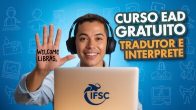 IFSC abre curso gratuito e EAD para tradutores de Libras no contexto audiovisual. 300 vagas. Inscreva-se de 16 a 30 de julho!
