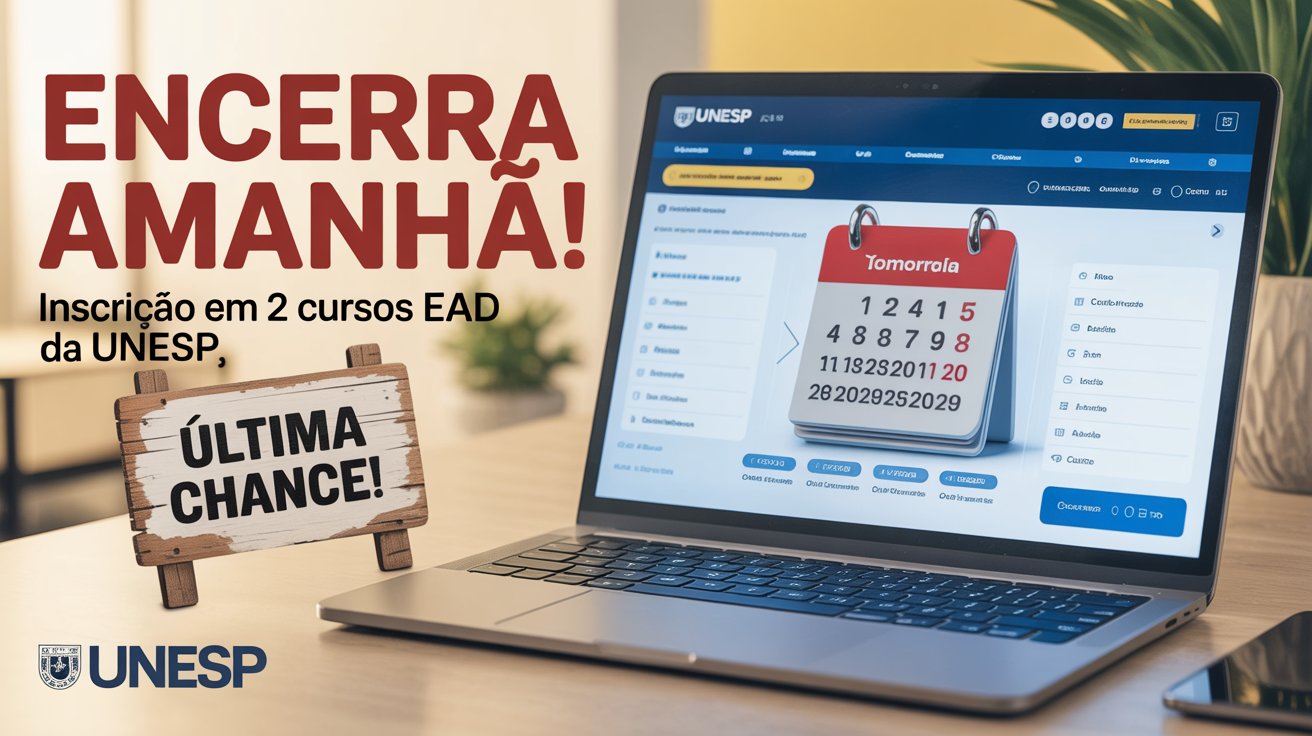Inscrições até amanhã! Garanta sua vaga na especialização gratuita EAD da Unesp. São 300 vagas para professores. Inscreva-se já!