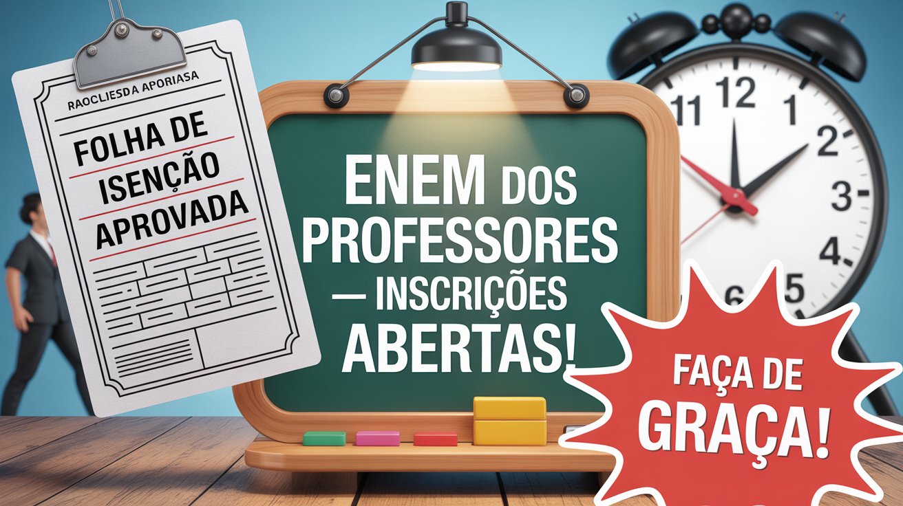 Prazo para pedir isenção da taxa da Prova Nacional Docente está aberto! Garanta sua inscrição de graça no ENEM dos Professores