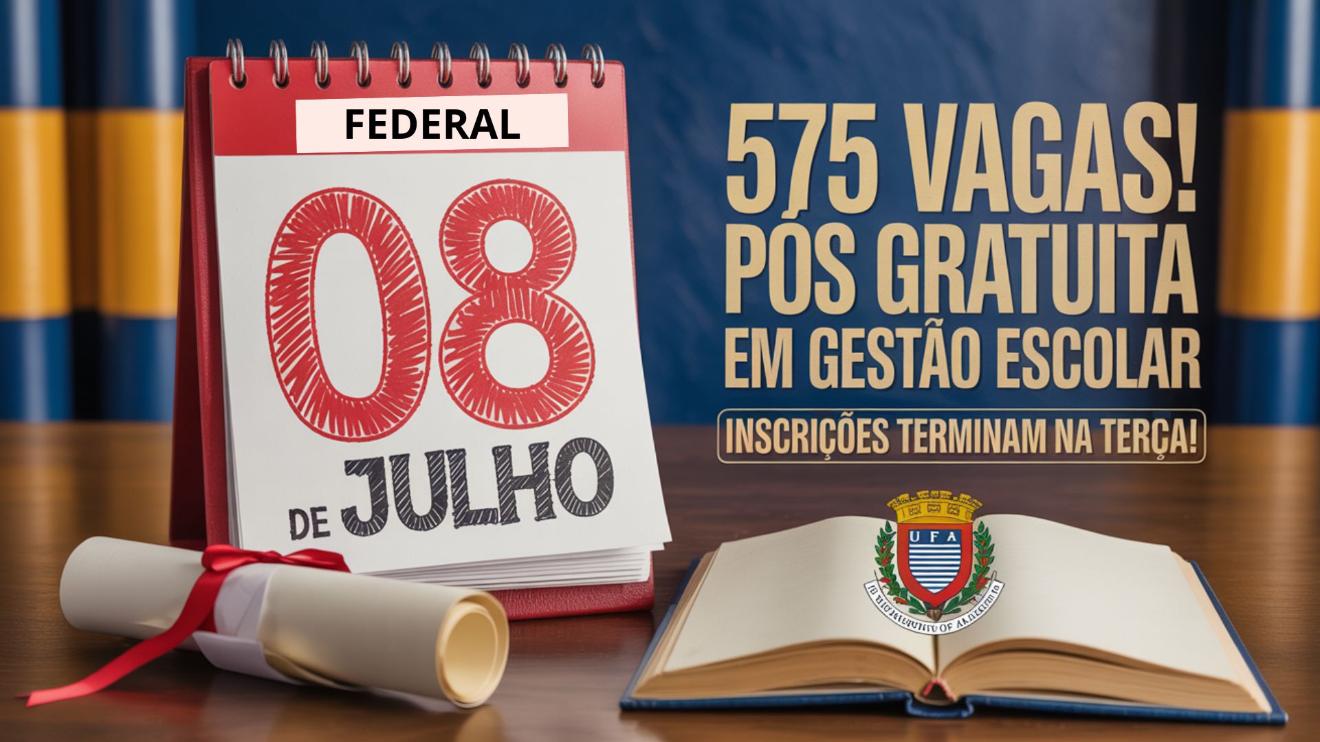 Quer turbinar sua carreira na educação? A UFAL oferece Especialização EAD gratuita. Inscrições online vão somente até 08 de julho. Não perca!
