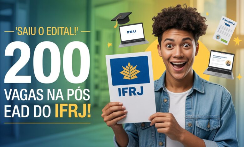 Pós-graduação com selo CAPES/MEC e de graça! IFRJ oferece 200 vagas EAD por ordem de inscrição. O prazo final é HOJE, 19/07.