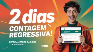 Última chance! Especialização EAD do IFRO em Gestão de EaD. Inscrições até 7/7. A seleção é por ordem de cadastro. Garanta sua vaga!